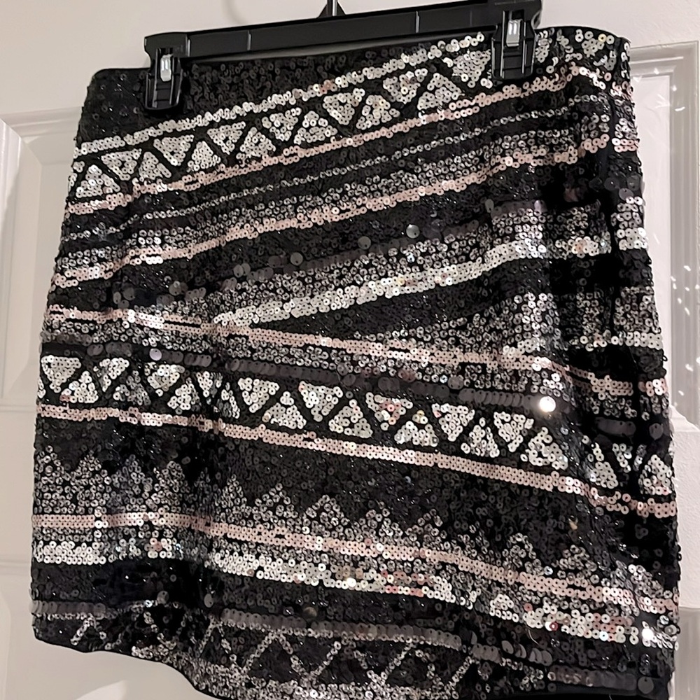 Express Beautiful Multicolored Sequined Mini Skirt Fully Lined & Elastic Waist